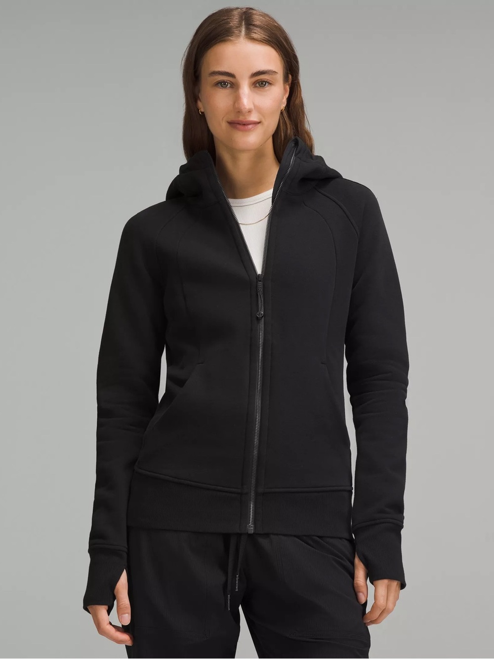 lululemon athletica Black Scuba Full-Zip Hoodie Jacket size 8